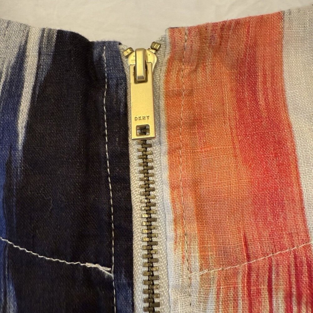 DKNY Women’s Sleeveless Linen Tank‎ Top Size Large Asymmetric Colorful Summer - Picture 7 of 12
